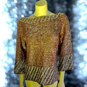 Vintage Valentina Heavily Sequined Wool Sweater Hong Kong 60s M